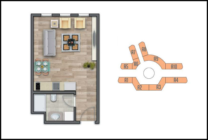 1+0 Efficiency Apartment in Meydan Ardicli Istanbul Project